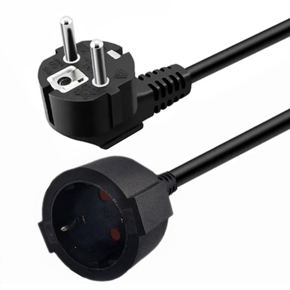 Power Extension Cable EU CEE7/7 Male to Female Euro Schuko Power Extension Cord 0.5M/1M/1.5M/3M/5M for Indoor Home