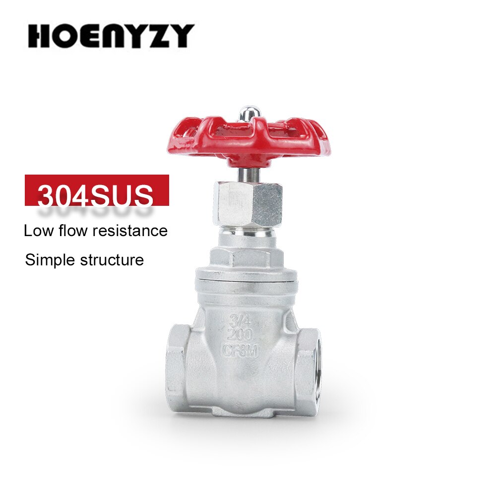 1/2" 3/4" 1" 2" Female Thread Stainless Steel SS304 Gate Valve DN15 DN20 DN25 DN32 DN40 DN50 Straight through Gate Valve 1.6Mpa