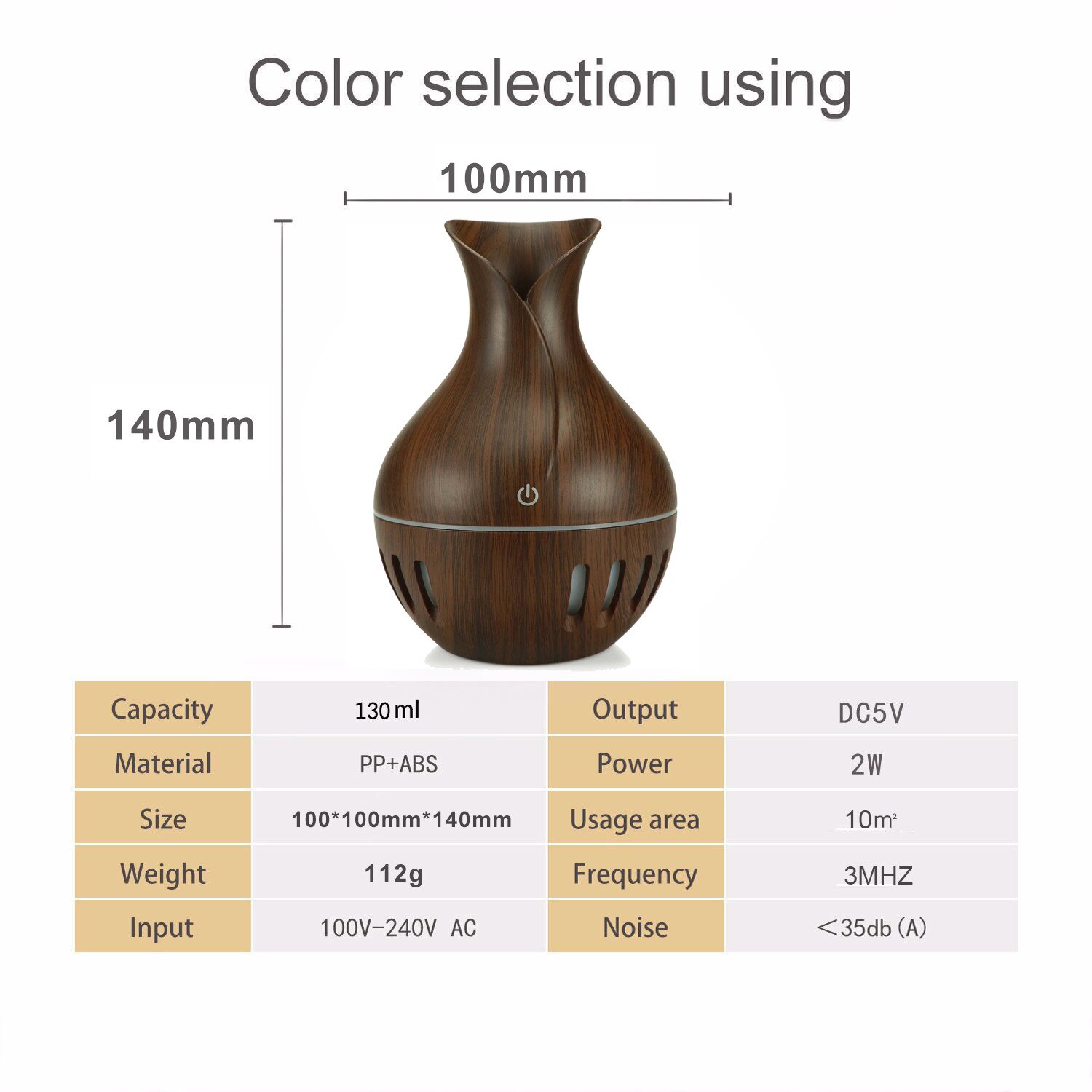 4# 130ml Diffuser Neuer Luftaromadiffusor Air Humidifier Buntes Licht Transformieren Aromabefeuchter Wood Grain Aromadiffusor