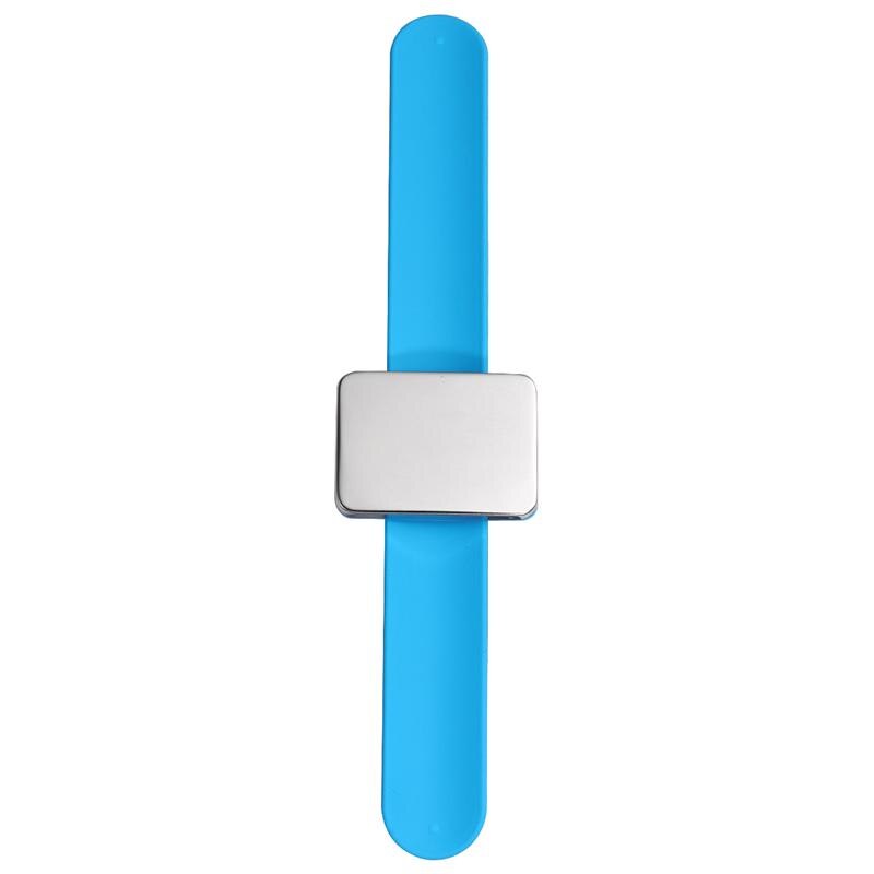 Magnetisk bobbie pin armbånd silikon frisør slap armbånd hår klips holder armbånd (rosa): Blå