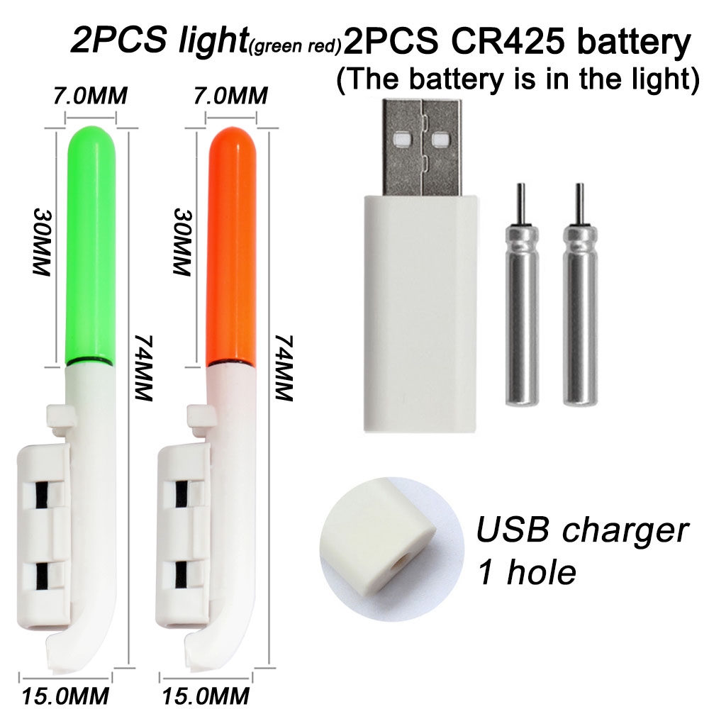 Electronic Fishing Light CR425 3.6V Battery USB Charge Rod Sense Strike Indicator LED Stick Pesca Tackle Night Bright Flash Lamp: MULTI