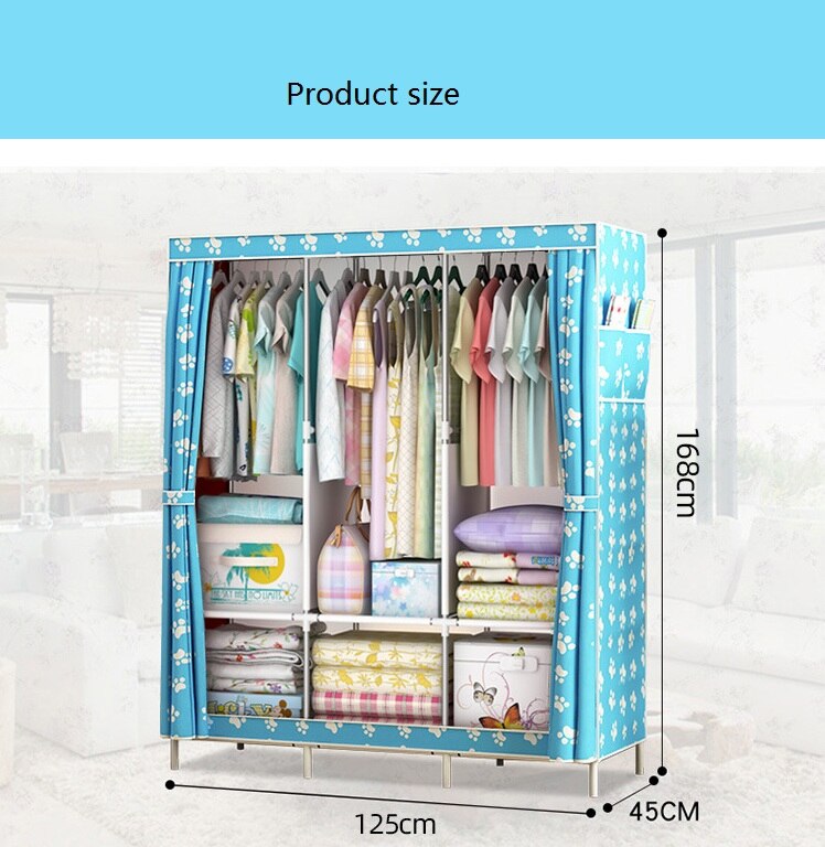 DIY Non-woven Folding Portable Wardrobe Bedroom Furniture Bedroom Storage Cabinet Simple modern dustproof wardrobe