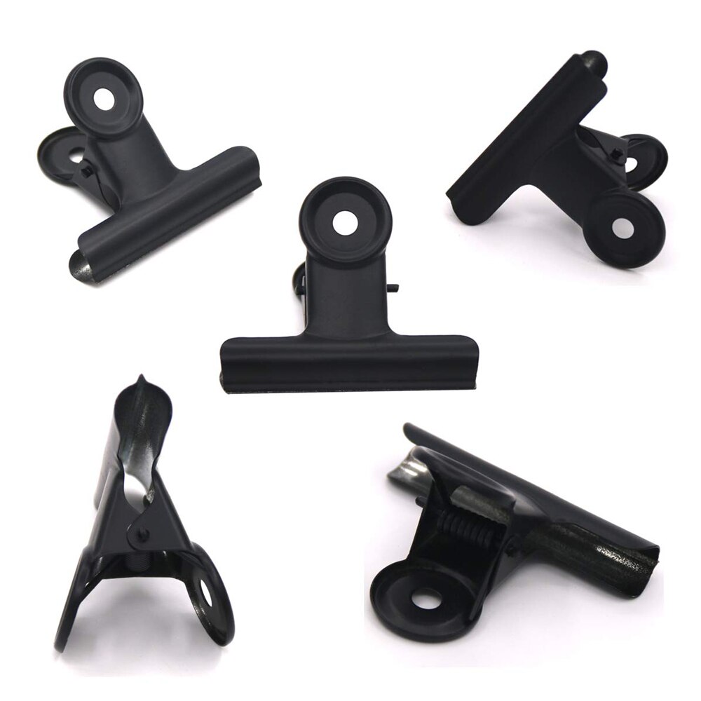 12Pack Large Black Bulldog Binder Paper Clips Metal Hinge Clip File Clamps For Crafts Bags Drawings Photos at Home&amp;Office Useage