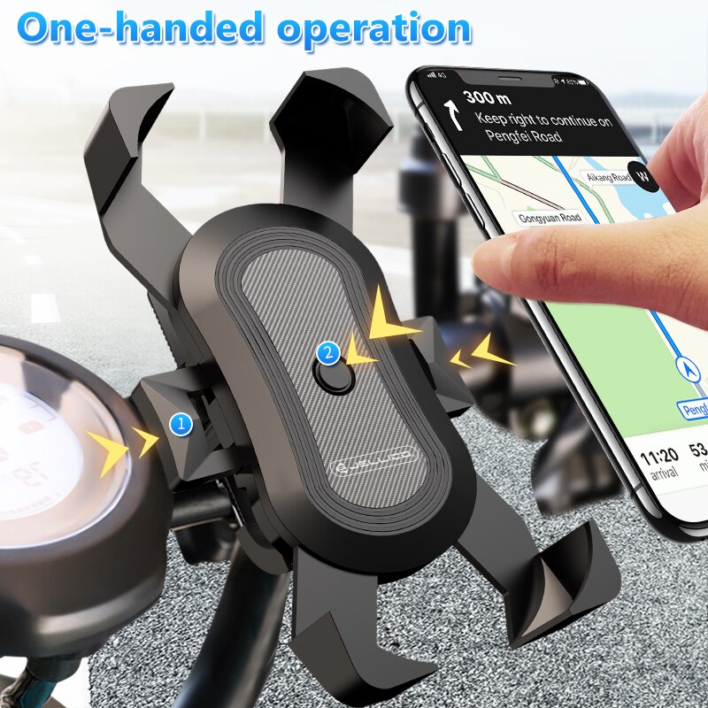 Jellico Universele Fiets Telefoon Houder Motorfiets Fiets Phone Holder Stuur Stand Mount Bracket Telefoon Stand Voor 4-6.5 Inch