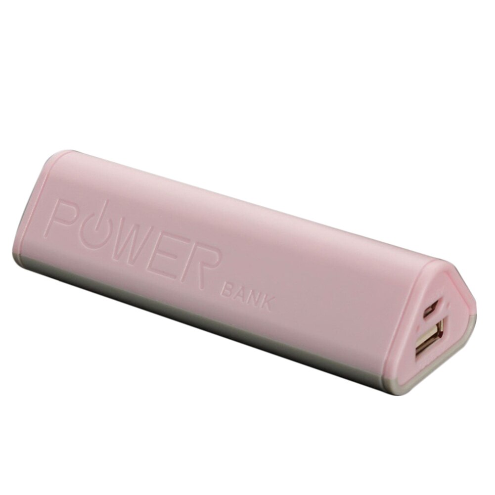 2000mAh portátil triángulo banco de energía USB DIY 18650 cargador de batería externa de plástico DIY energía banco caja: Pink