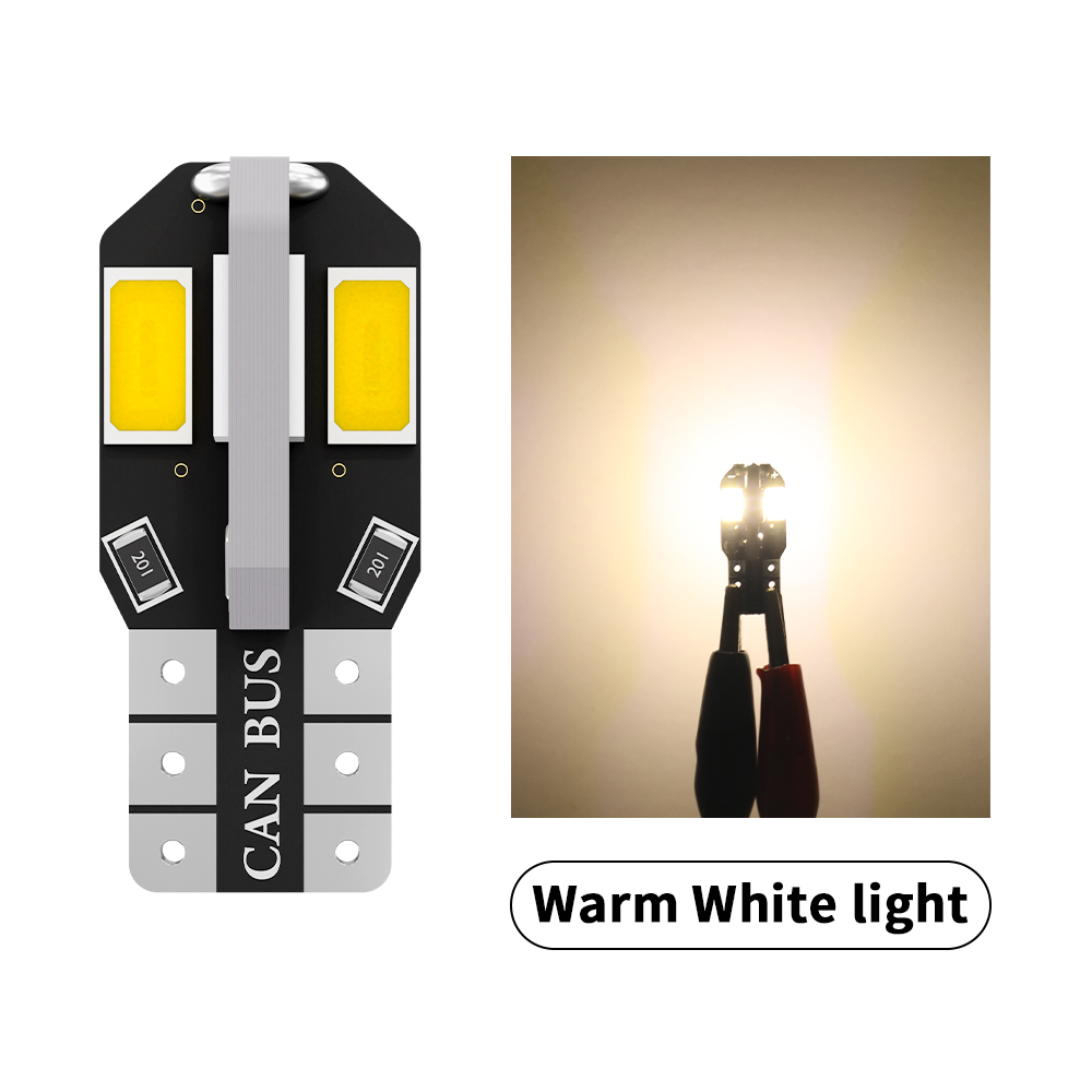 2x t10 w5w canbus led polttimo 8 smd 5630 194 automaattinen välys kiilan puoleinen takaluukun valo 12v 6000k lukuvaloa ei virhettä valkoinen punainen: Lämmin valkoinen