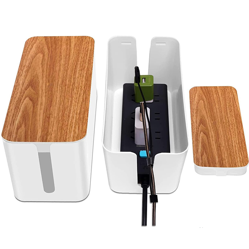 Boîte de rangement de cordon pour cacher le protection contre les surtensions sur le bureau ou le sol, prise de chargeur, bac de stockage de ligne réseau