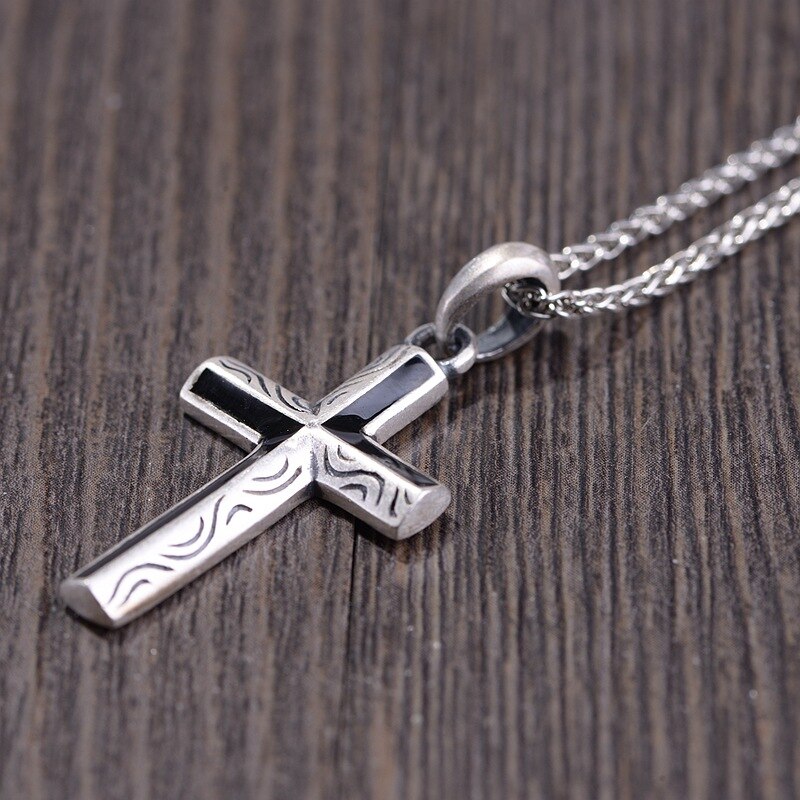 BALMORA 925 Plata de Ley Simple mate Cruz colgante para Wome Men Lover joyería cristiana accesorios sin cadena