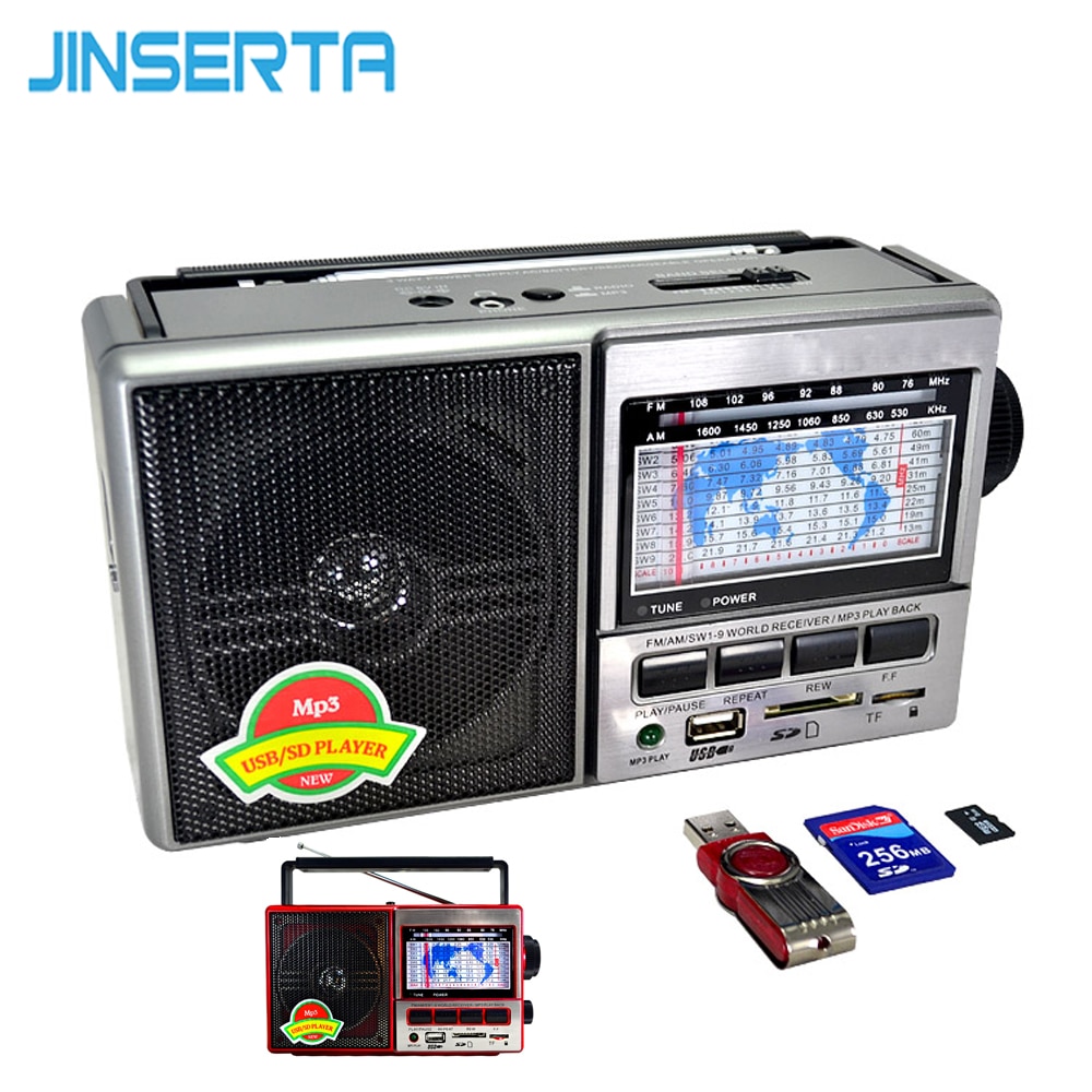 Jinserta Fm/Am/Sw Wereld Band Radio Ontvanger MP3 Speler Met Band Scherm Ondersteuning U Disk/sd-kaart/Tf Card Play