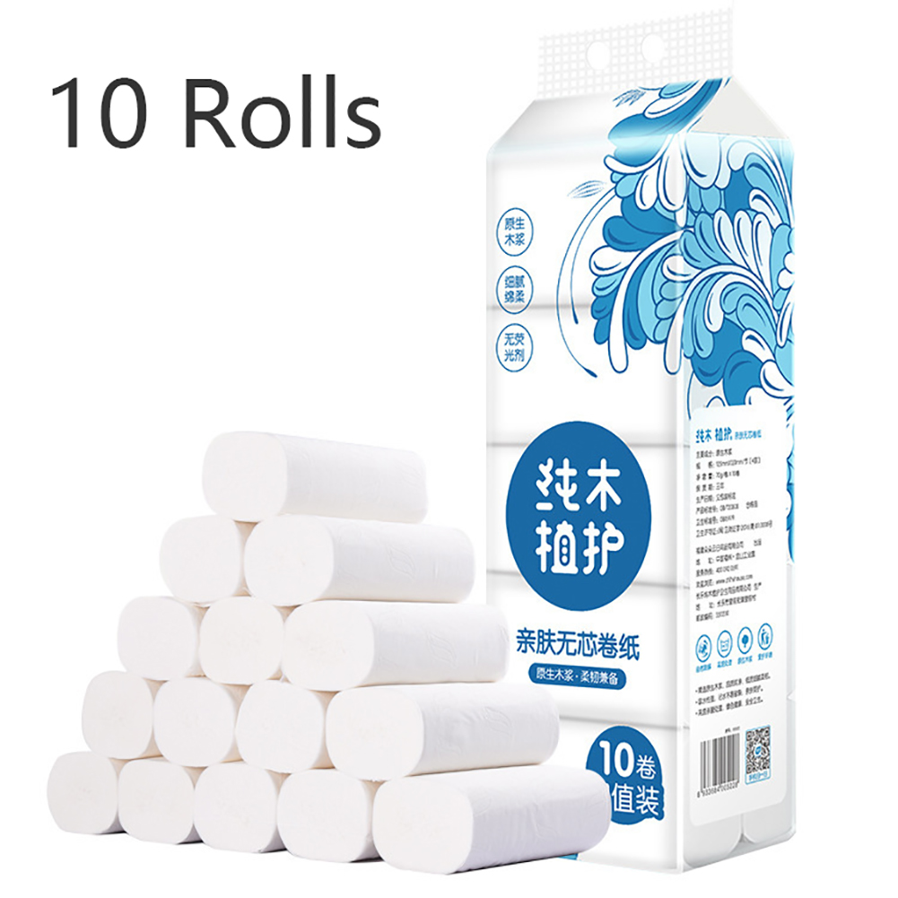10 Rolls 4 Layerstoilet paper, comfortable native wood pulp, coreless toilet paper, paper roll for home, paper towels for bathro: Default Title