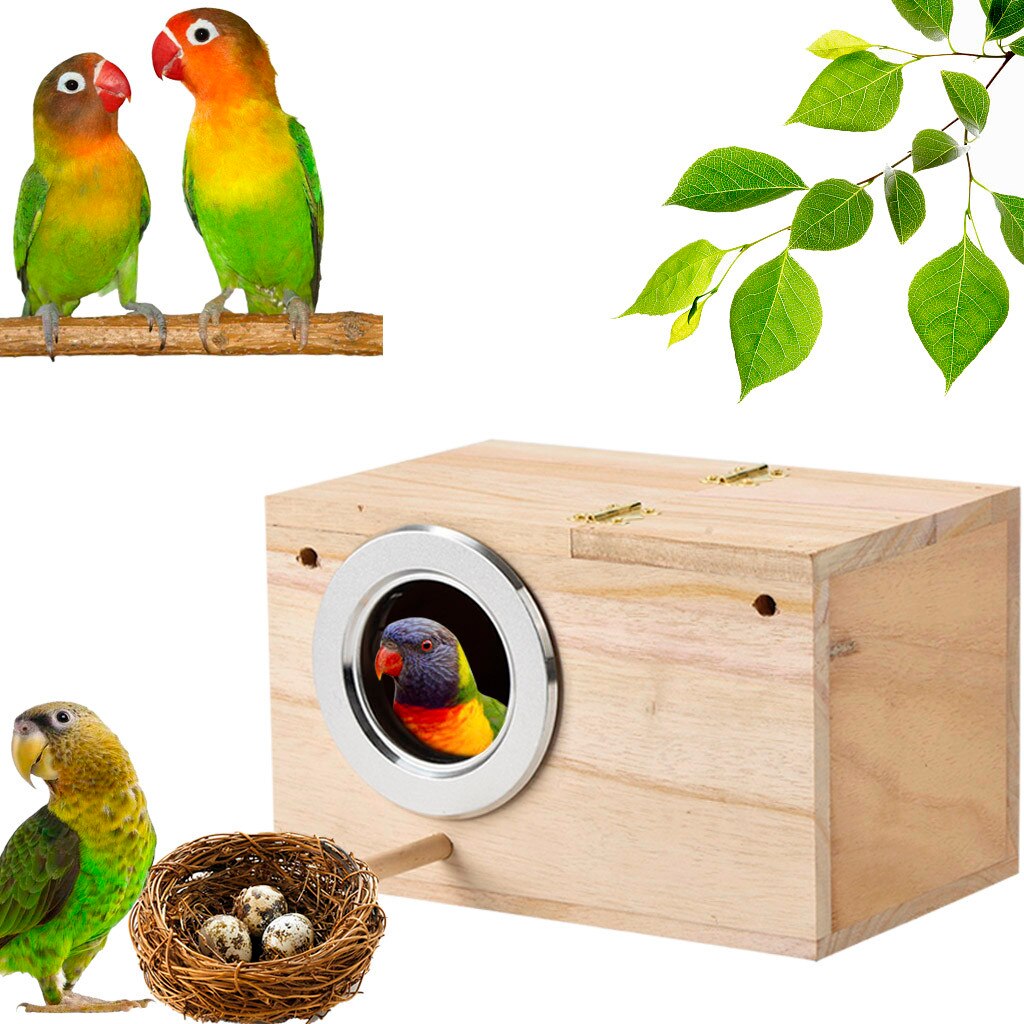 Houten Vogel Huis Nest Doos Vogels Fokken Doos Vogel Papegaai Fokken Decoratieve Kooien Huisdier Accessoires Huis Balkon Decoratie # G30