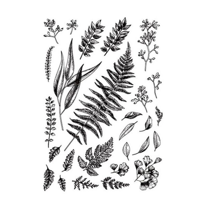 Flower Clear Stamp Leaves Rubber Stamps Transparent Silicone Seal for DIY Scrapbooking Photo Album Decorative Crafts Stamps: SE08