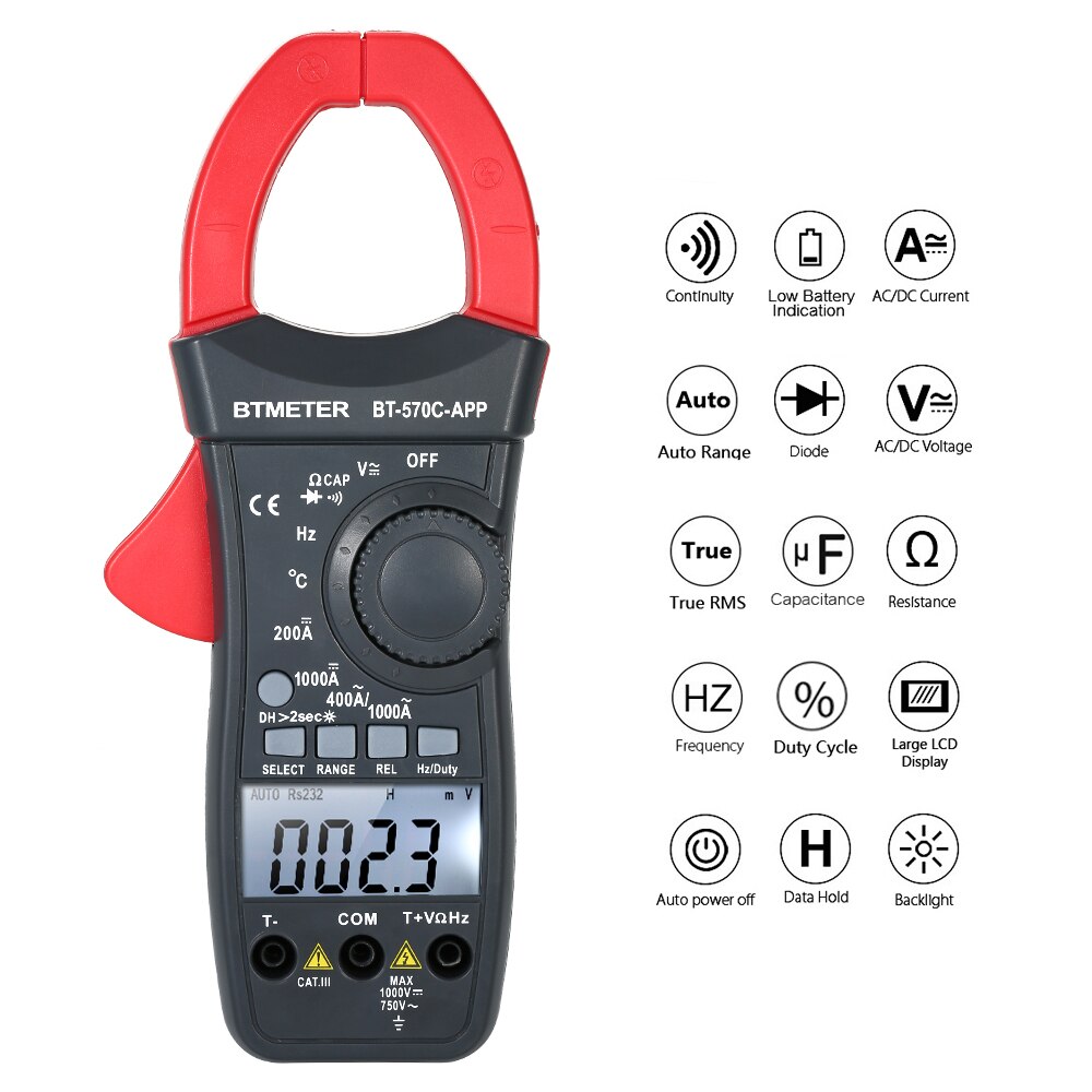 Btmeter Digitale Stroomtang 4000 Graven Auto Range Multimeter Test Ac/Dc Spanning Stroom Draagbare Handheld Multimeter