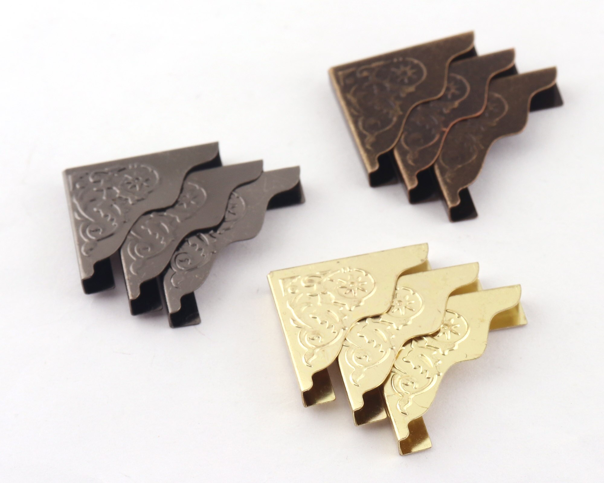 25mm Corner Protection Vintage Pattern Style Box Corner Corners Jewelry Decorative Wood Corner Book Corner clip 12pcs