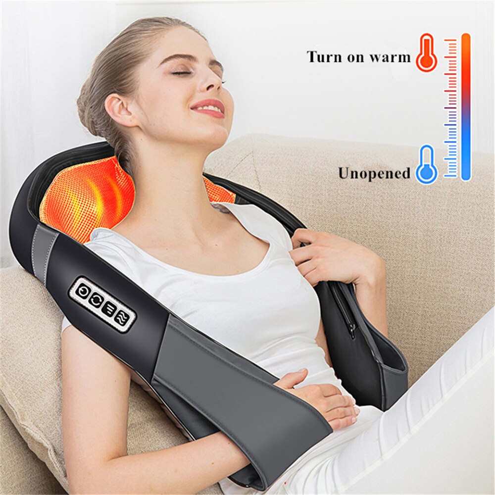 4D Electrical Massage Shiatsu Back Shoulder Body Neck Massager Multifunctional Shawl Infrared Heated Kneading Car/Home Massager