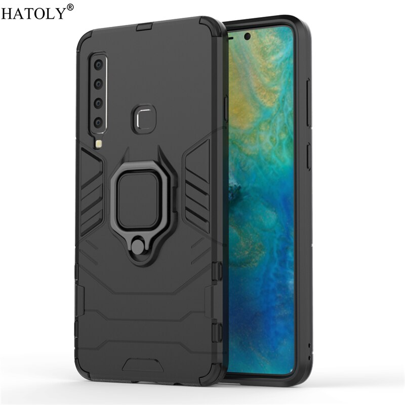 Voor Samsung Galaxy A9 Case Cover voor Samsung Galaxy A9 Vinger Ring Telefoon Case PC Armor Case Voor samsung Galaxy A9: DarkBlack