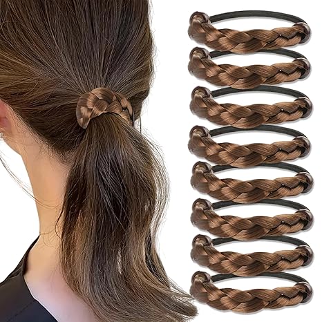 Rubber Band Made of Hair Rope Simulation Wig Head Rope Wig Hair Ring Straight HairTie Ponytail Elastic Hair Accessories: plum