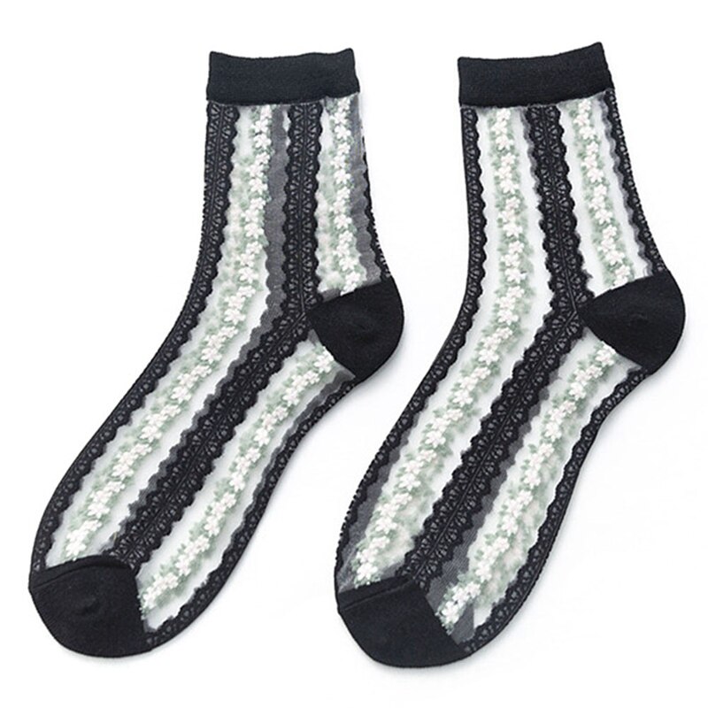 Kleinen Blumen Glas die Seide Socken Rohr Strümpfe Frauen Atmungsaktive Sport-Socken Komfortable Mischung Socken