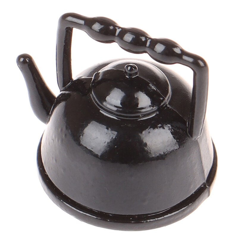 1:12 Dollhouse Miniature Mini Black Teapot Model Furniture Accessories Kitchen Toys for Baby Kids