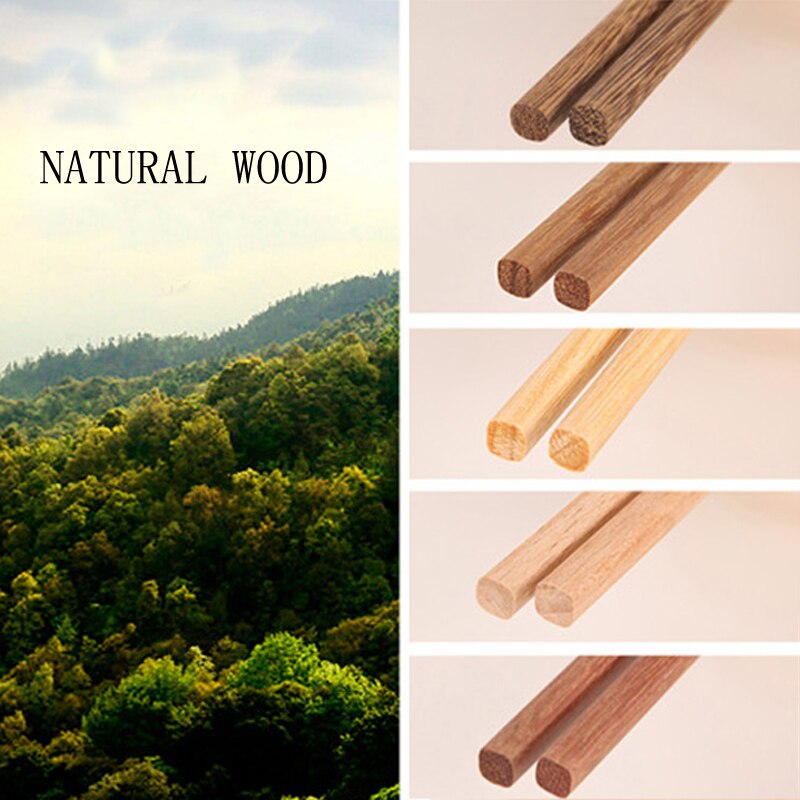 BalleenShiny 5 par chińskich naturalne drewniane bambusowe pałeczki bez lakieru bez wosku zdrowe jedzenie naczynia Sushi siekać kije Tablewrae
