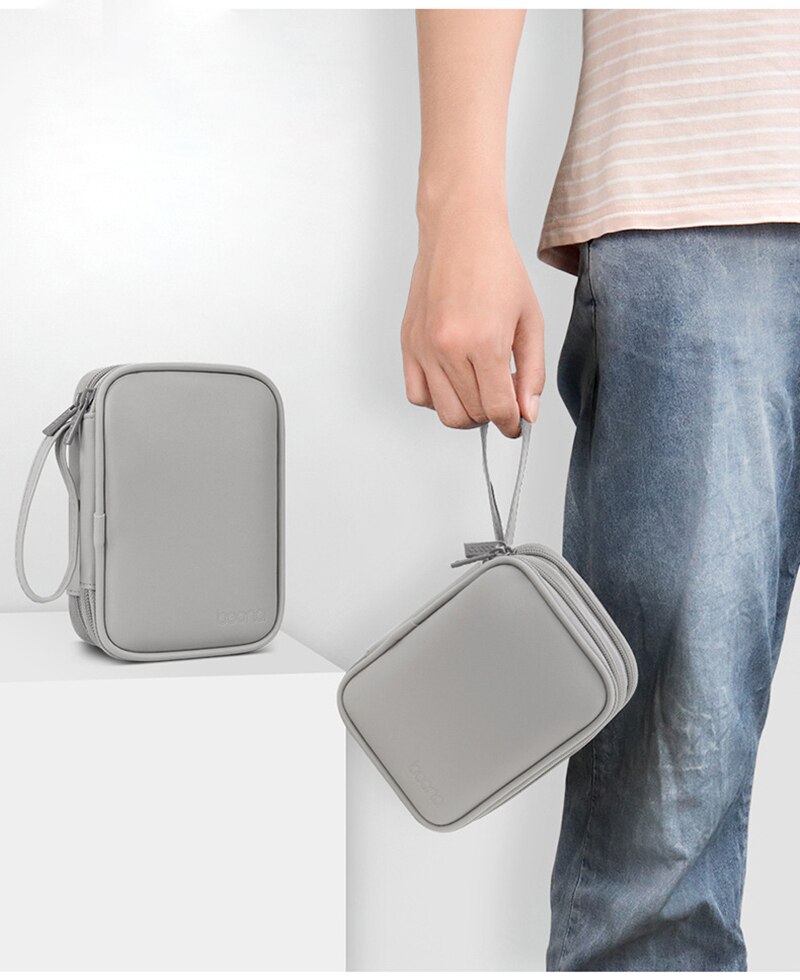 Dual PU Leather External Hard Disk Organizer Bag Single Layer 2.5 inches Hard Drive Protective Case Portable Power Bank Bag