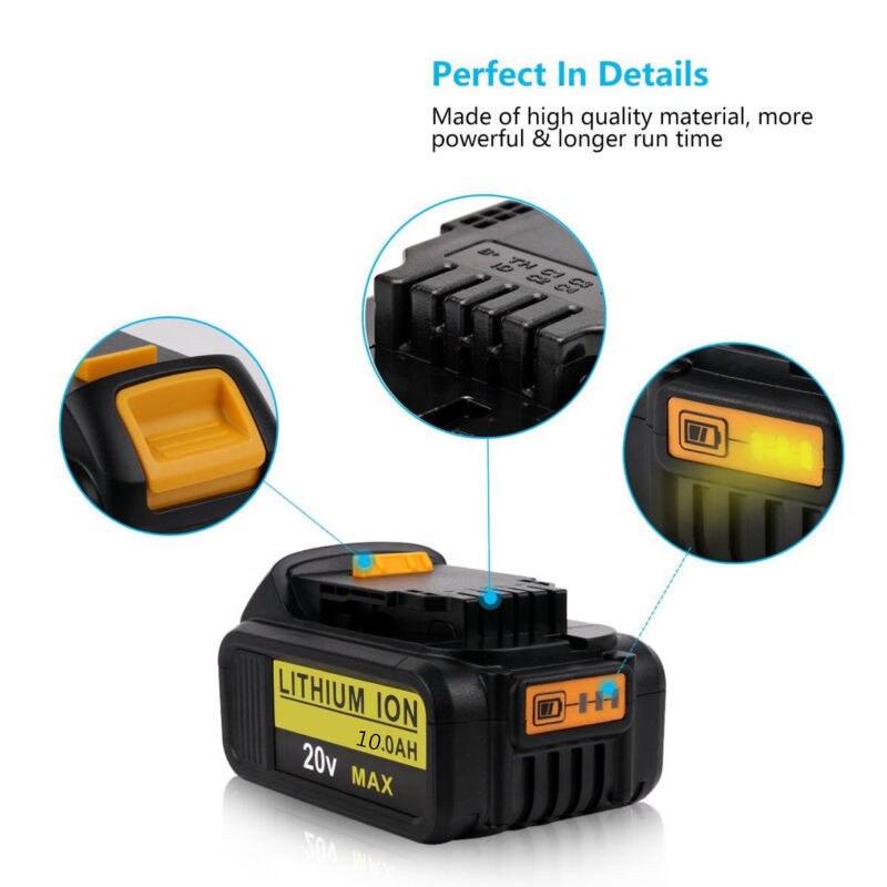 DCB206-Batería de 20V para herramientas eléctricas Dewalt, 100% Original, 10000mAh, 20V, 10,0 Ah, DCB206, batería de 20V, DCB204-2 DCB205 3 piezas,