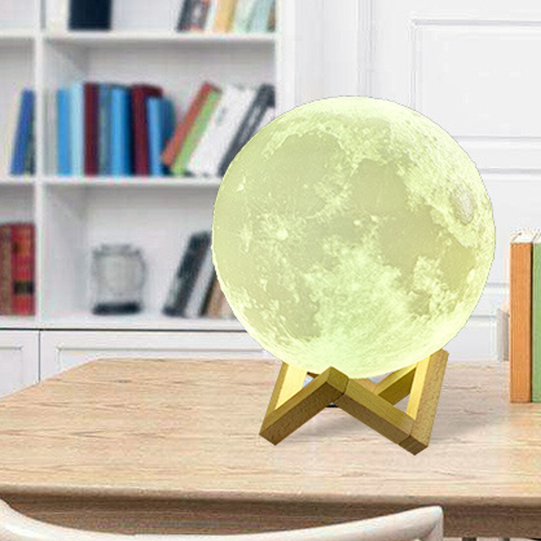 3D Light Touch Switch Rechargeable Moon Lamp 2 Color Change 3D Print Lamp Moon Bedroom Bookcase Night Light