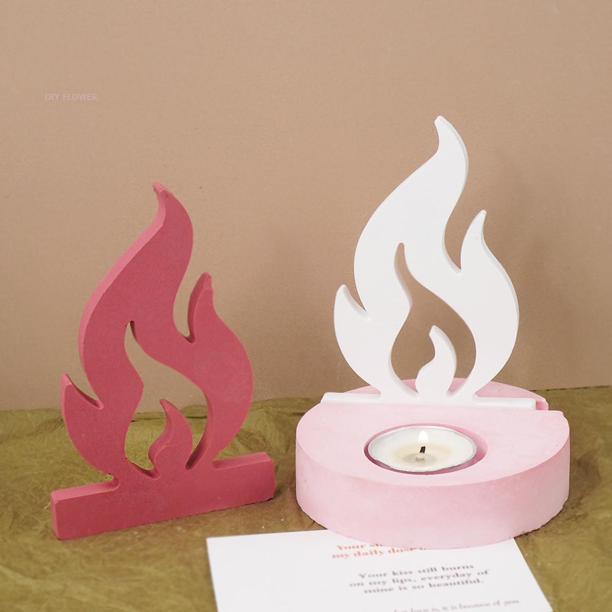 Portavelas de llama, molde de silicona 3D estilo Agni, candelabro de hormigón de yeso, soporte de lámpara hecho a mano, molde para decoración del hogar