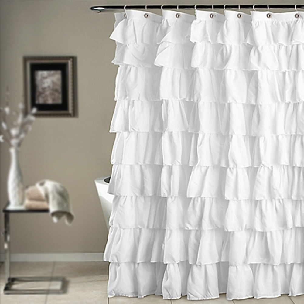 Flæsebadeforhæng vandtæt meldug polyester med solid krog almindelig rivebestandighed luksus tilbehør til badeværelset til hjemmet