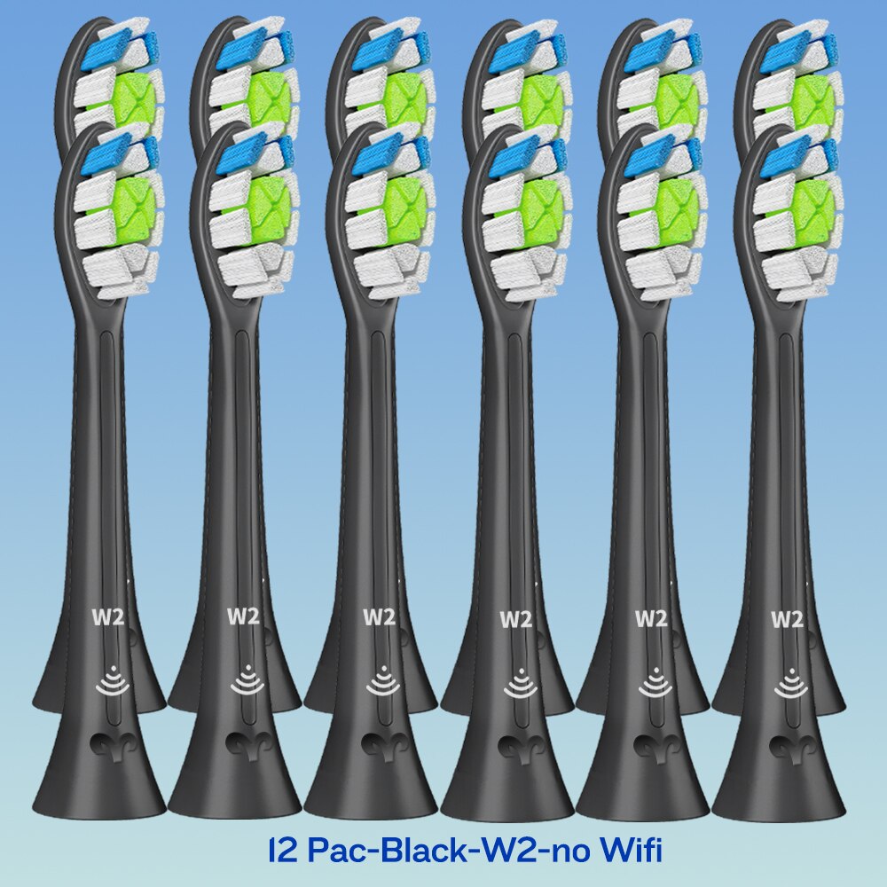 C2 W2 G2 Tandenborstel Heads Fit Voor Phillips Sonicare Elektrische Tandenborstel Plaque Controle, Diamondclean, Flexcare, Kauwgom Gezondheid: 12-BK-W2-no Wifi