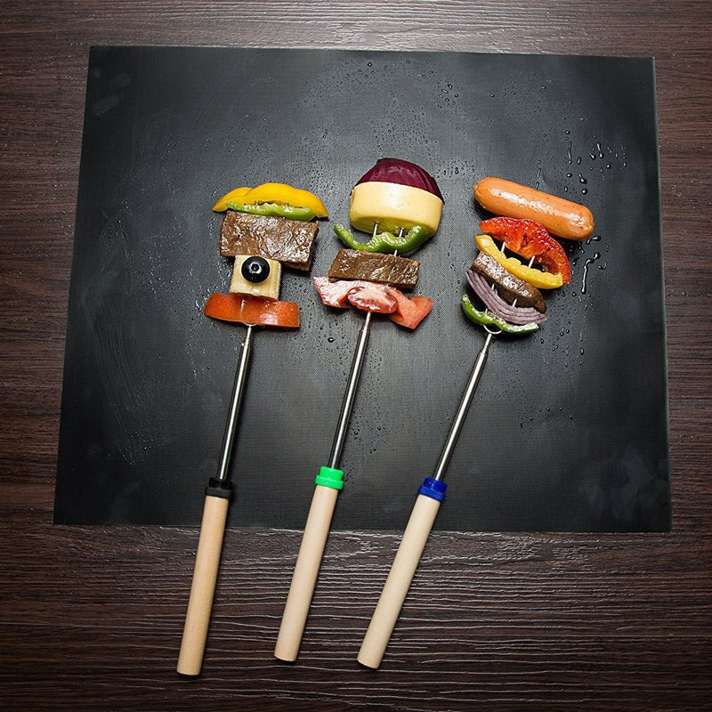 Tapis de cuisson pour barbecue, feuille de cuisson antiadhésive en téflon, plaque de cuisson et barbecue, 40x33cm, résistante à la chaleur et facile à nettoyer