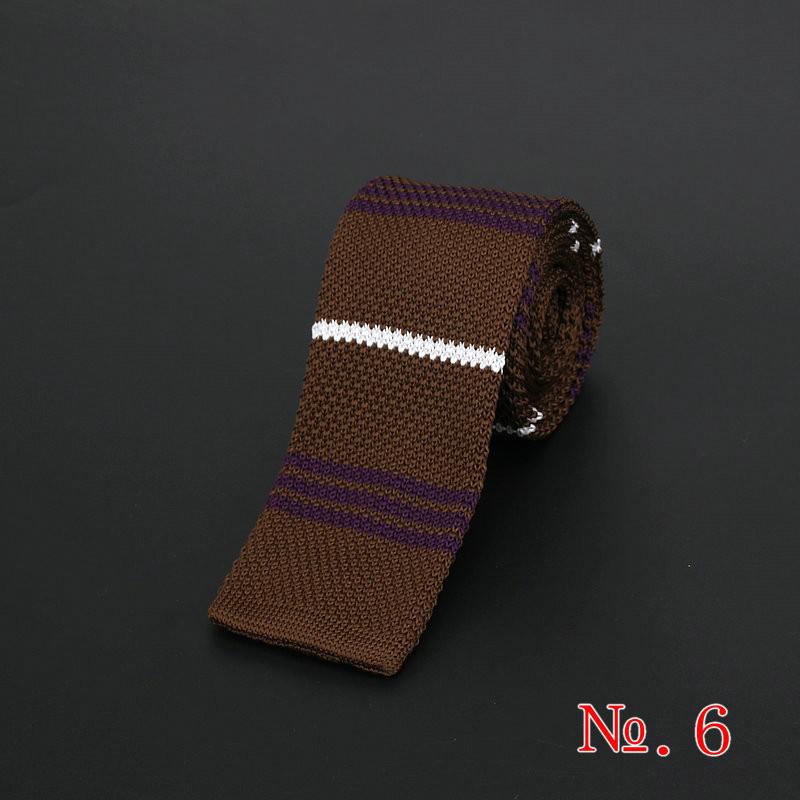 Brand New męska w stylu Vintage, w paski dzianiny krawaty dla człowieka Party moda kolorowe Knitting Tie granatowy czerwony ślub cienki krawat Cravata: 6