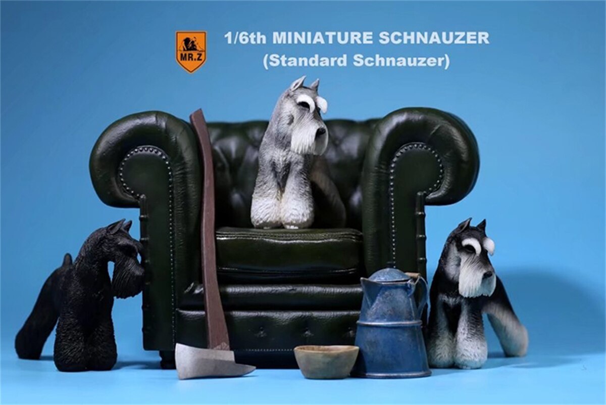 Mr.Z Studio 1:6 Standard Schnauzer Dog Pet Figure Animal Toys Collector Decoration Simulation Model Home Car Decoration