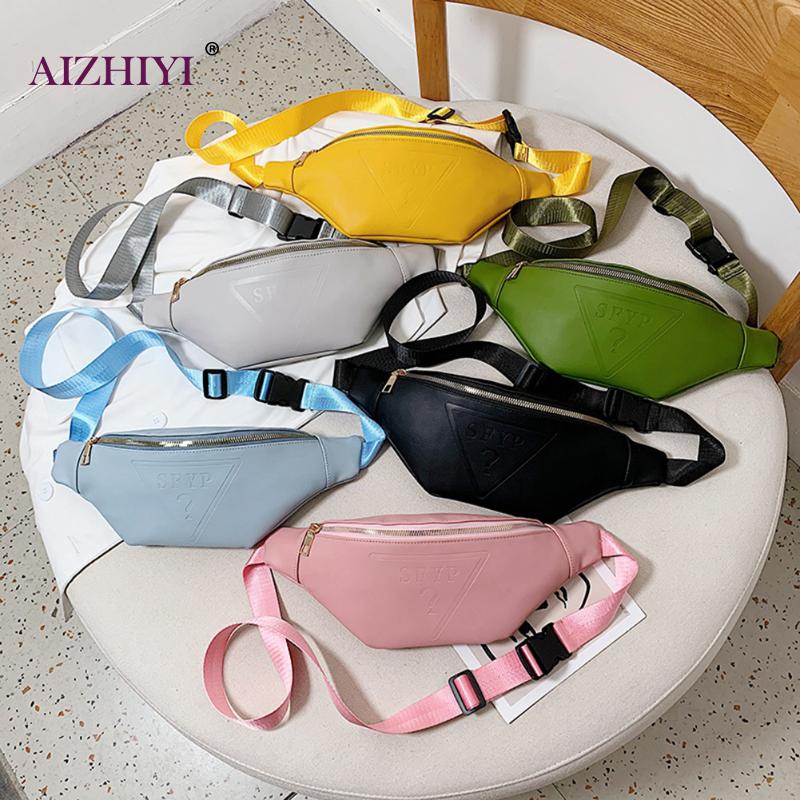 Enfärgad midjepack dam fanny bröstväska kvinnlig avslappnad dragkedja enkel pu läder crossbody axelväskor