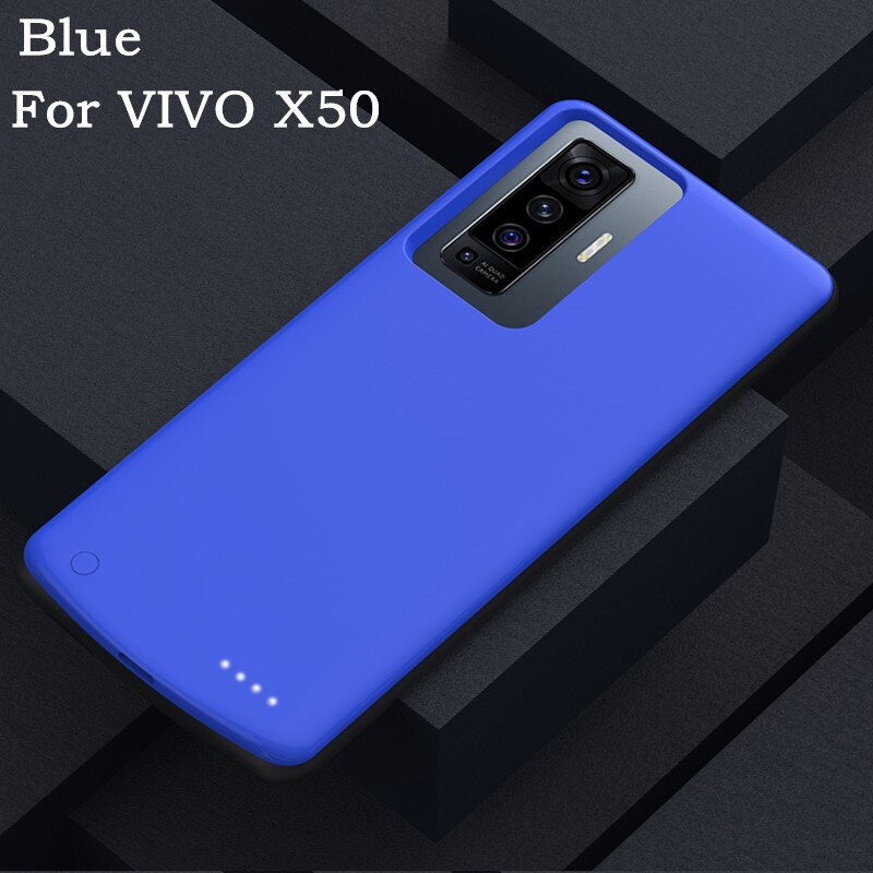 KQJYS Energie fallen Batterie Ladegerät Fällen für VIVO X50 Externe Energie Bank Batterie Ladung Abdeckung für VIVO X50 Profi Batterie fallen: blau  For X50