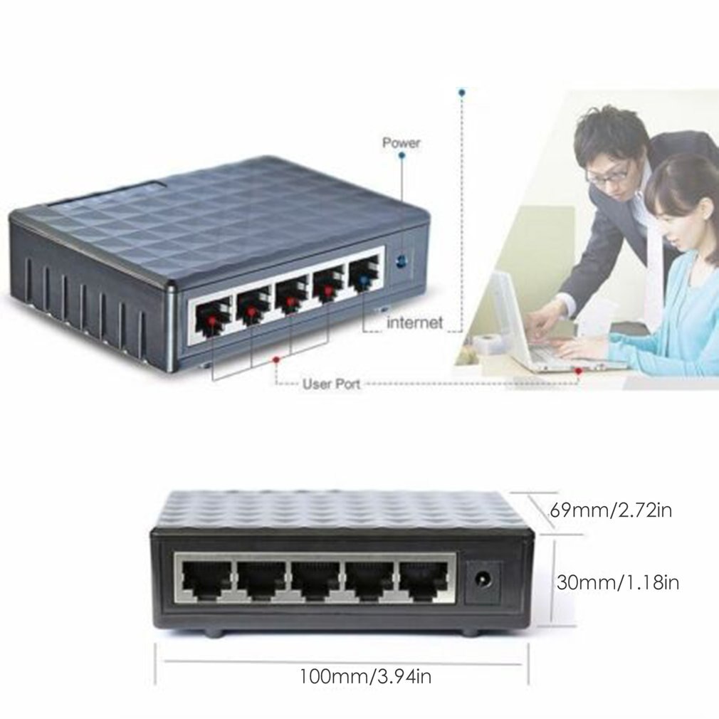 RJ45 MINI 5-Ports Fast Ethernet Network Black Switch Hub for Desktop PC Gigabit switch 5-port Ethernet switch