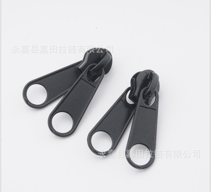 2 piezas No.5 n° 8 no cerradura de cremallera deslizante doble presión tab negro de la protección del medio ambiente gruesa doble-cara grande n° 10 cuerpo de cremallera