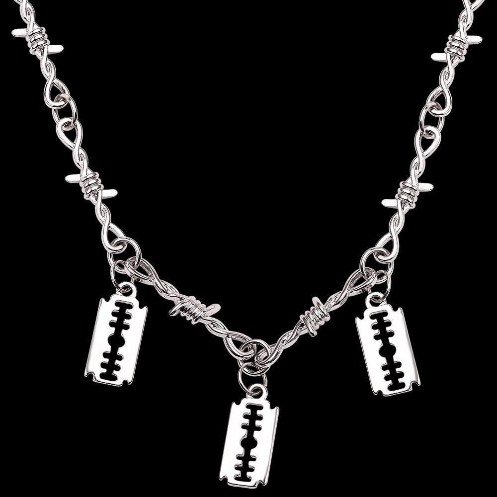 Collares de Harajuku Hip-hop para hombre y mujer, collar de clavícula con de llama, cadena con dijes neutros y espinas sucesivos, ,: XL1265