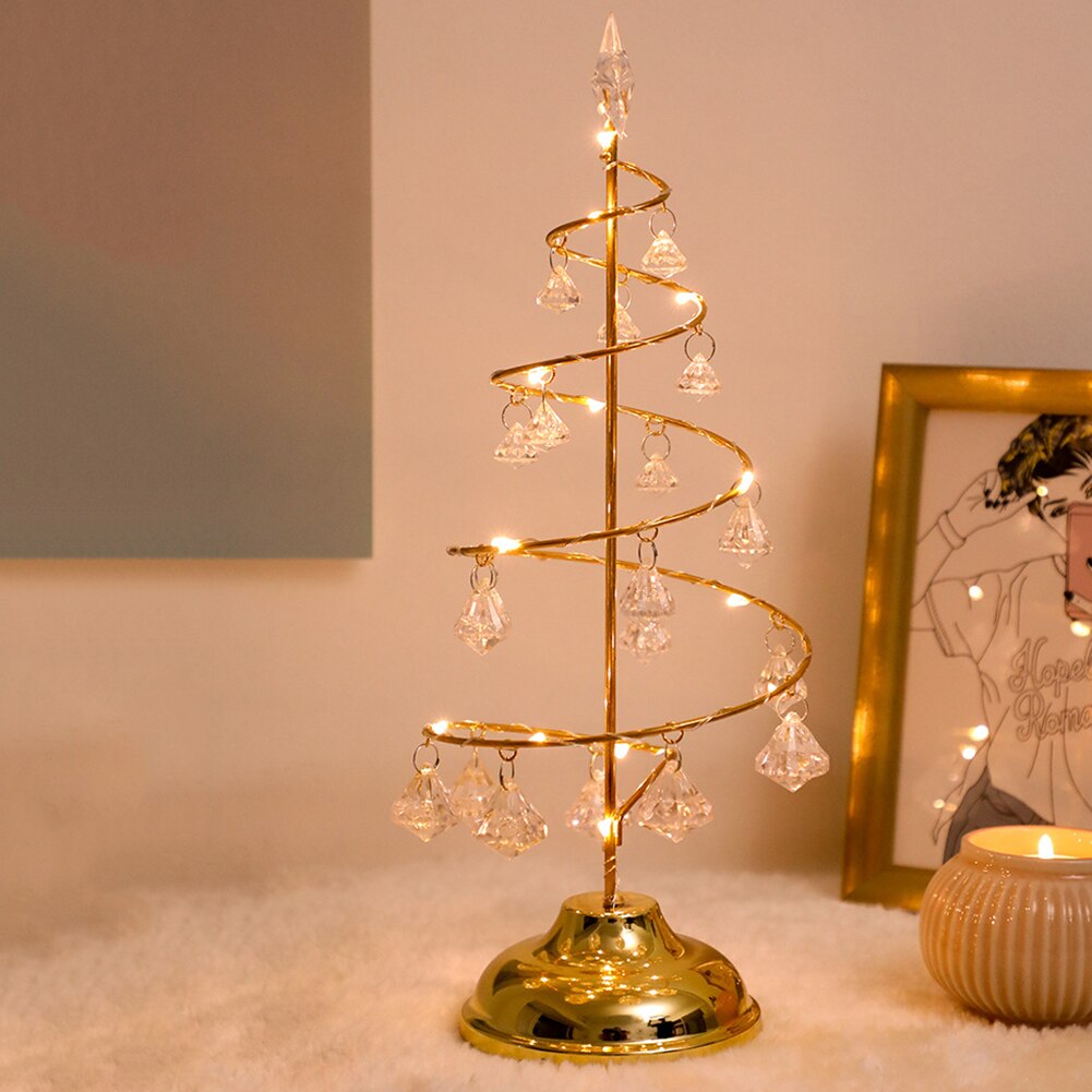 Luz de noche LED de cristal de Color cálido, decoración de árbol de Navidad, lámpara de adorno para dormitorio