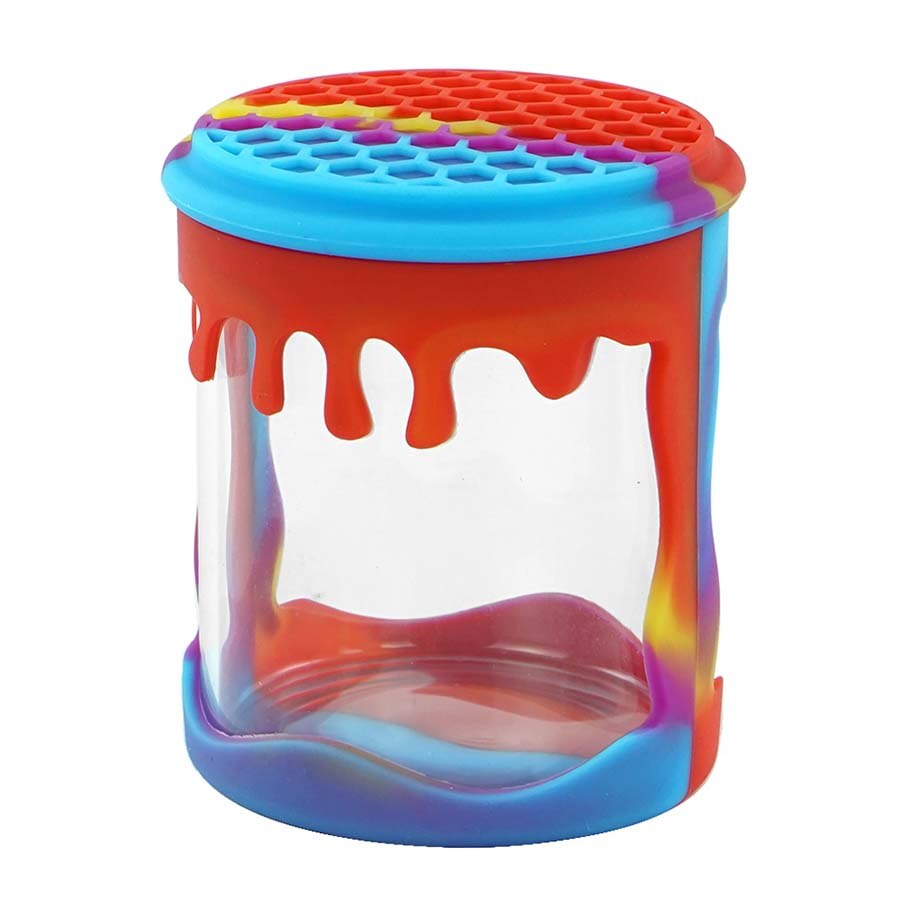 Silikon non-stick stor voksbeholder silikon krukker dab voks glass krukker voks beholder krukker dab konsentrat beholder flaske: Regnbuens farger