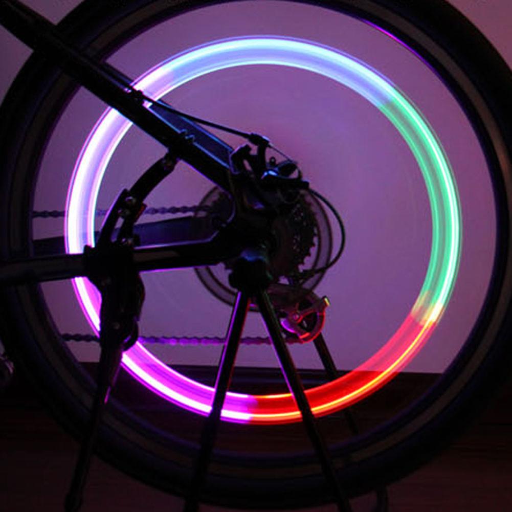 Kleurrijke Gradiënt Modus Bike Light Wheel Spoke Nozzle Knipperende Klep Zelfstandige Lamp Voor Fiets Sport Accessoires