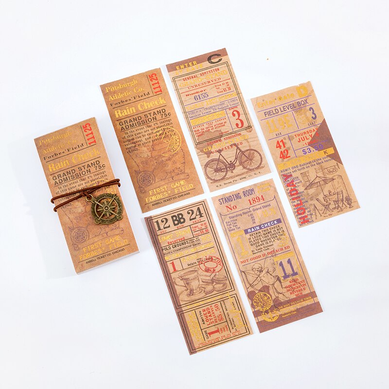 Yoofun 50pcs/lot Memo Pads Sticky Notes Bill Traveller Vintage Deco Paper Junk Journal Diary Scrapbooking Stickers Office School: f