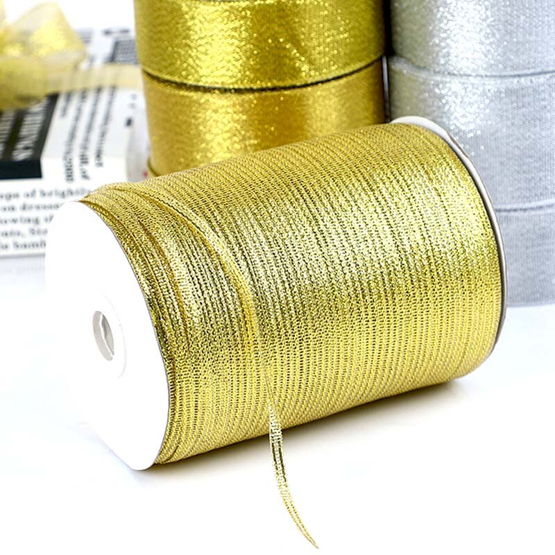 25Yard 22M Handgemaakte Goud Zilver Metallic Glitter Linten Voor DIY Ambachten Naaien Stof Christmas Party Bruiloft Benodigdheden wrap
