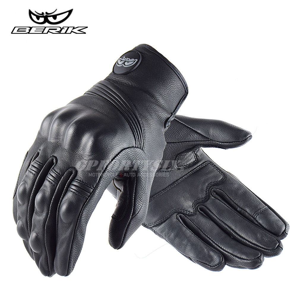 Berik Rider – gants de Moto en cuir de vache 3D, gants de Moto pour écran tactile, Guantes de Moto, noir