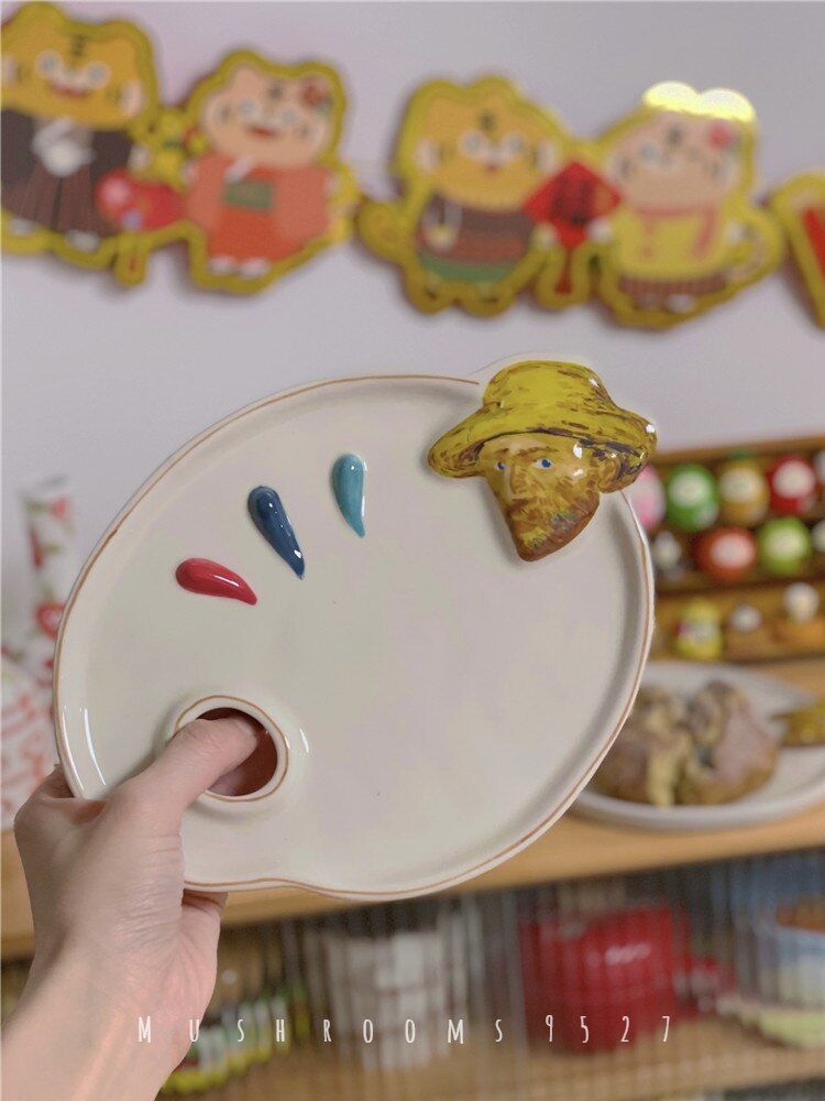 Funghi 9527 letterario Van Gogh piatto bella tavolozza di colori creativo piatto da Dessert in ceramica piatto di stoccaggio gioielli