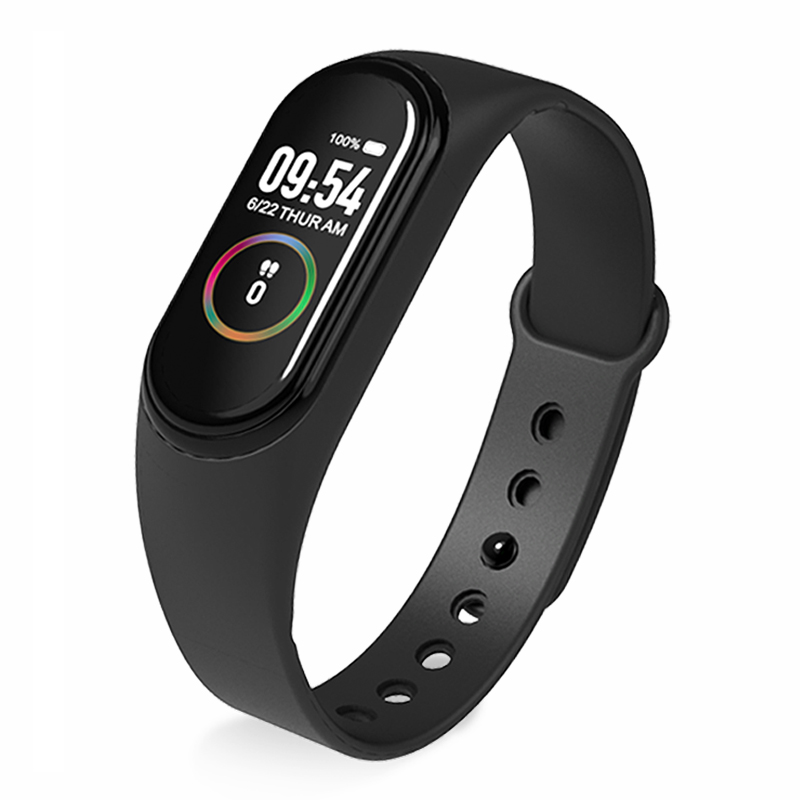 M4 couleur écran intelligent Bracelet Sport Fitness Bracelet pression artérielle oxygène activité Tracker pour hommes femmes regarder: M4 smart watch Black