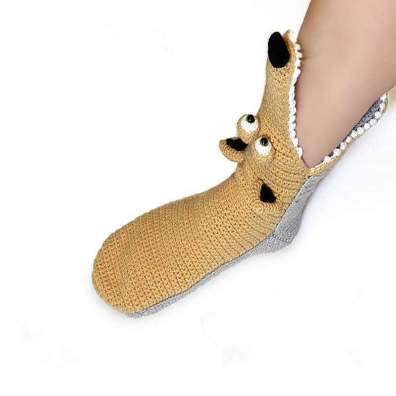 Calcetines de punto con dibujos de animales para hombre y mujer, calcetín de boca ancha, 3D, cálido y grueso, Unisex