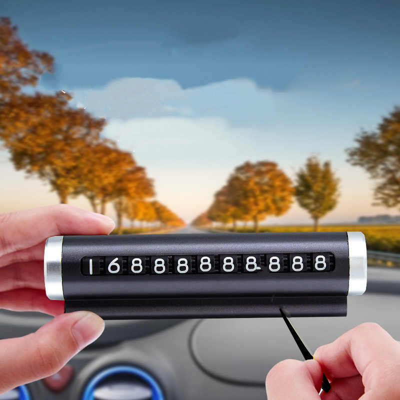 Universele Auto Telefoonnummer Plaat Tijdelijke Parkeerkaart Aluminium Stickers Draaien Park Stop Tijdelijke Parkeerkaart Auto Accessorie