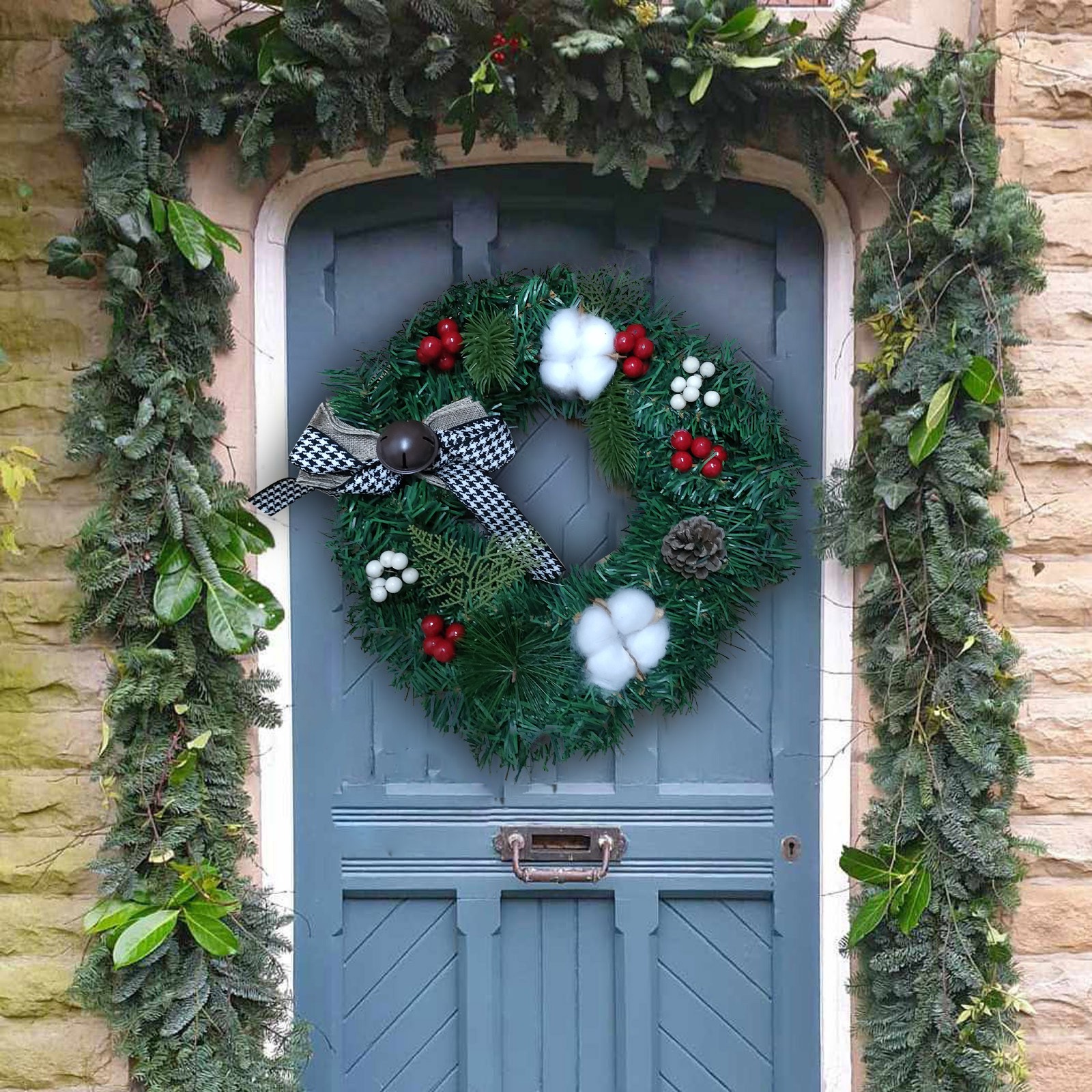 Kerstkrans Raam Deur Muur Decoratie Locatie Lay-Out Rekwisieten Krans Decoratie Deur Opknoping Kerstkransen Voor Voordeur: Bruin