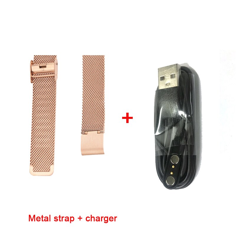 Original  kw10 smart urrem rustfrit stål/læder  kw10 kw20 smartwatch oplader kabel til  kw10 kw20 ur udskiftningsrem: Guld